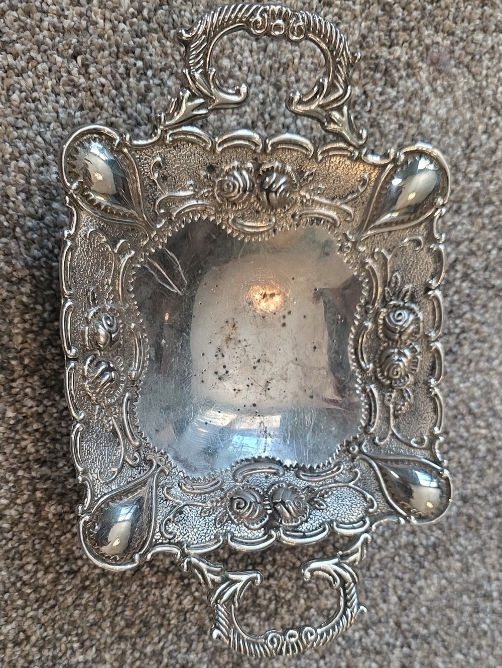 Vintage Davco Silver Ltd. Silver Plated Square Footed Candy Dish w/Handles